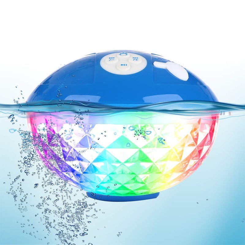Blufree Bluetooth Pool Speaker with Colorful Light, Portable Floating Pool Speaker IP68 Waterproof,Built-in Mic, Floatable Crystal Clear Sound Wireless Bluetooth Hot Tub Speakers for Pools Spa Outdoor - Image 1